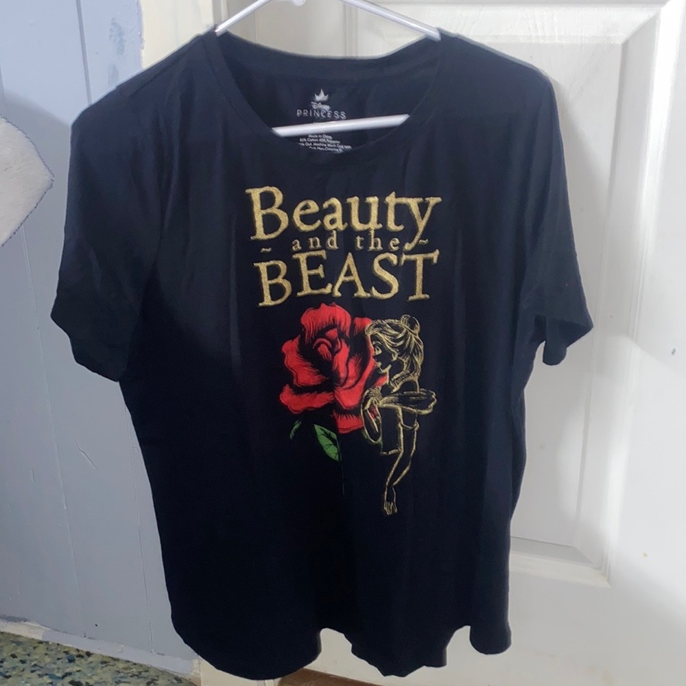 Juniors 1X Disney Princess Beauty & the Beast Black Tshirt